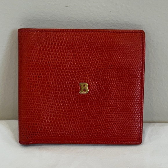 Bally Snake Embossed Red Leather Wallet - Picture 1 of 8